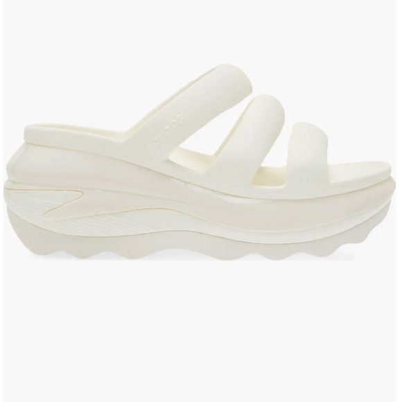 CROCS Mega Crush Platform Wedge Sandal (WOMENS) size 9 CHALK - Picture 3 of 8